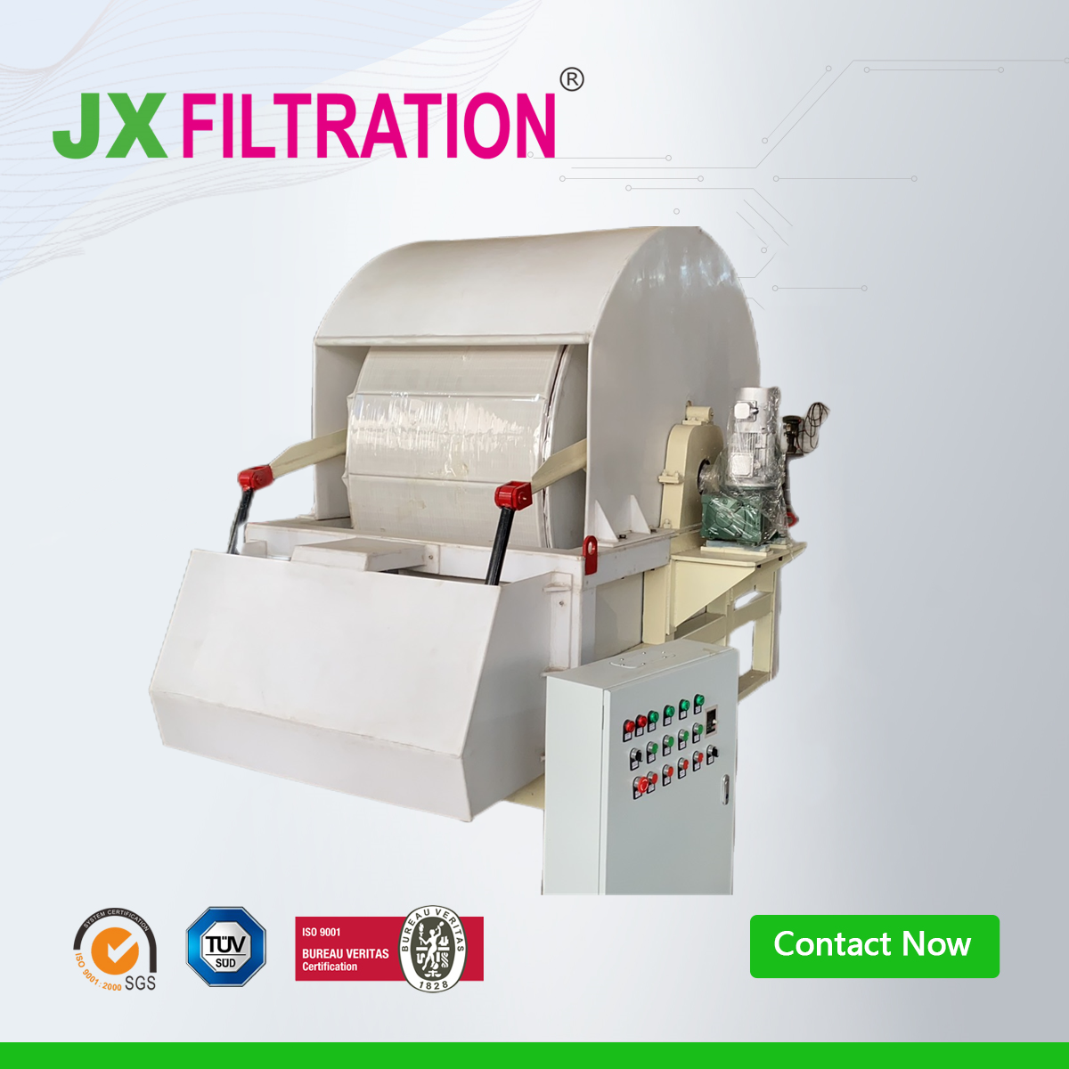 Scraper Discharge Vacuum Drum Filter
