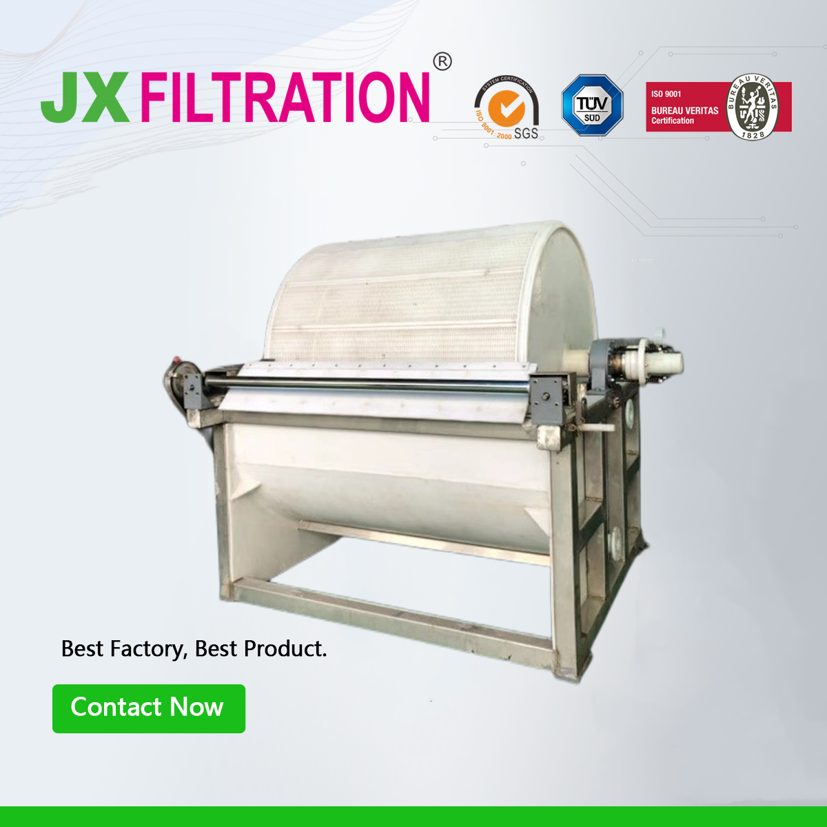 Scraper Discharge Vacuum Drum Filter