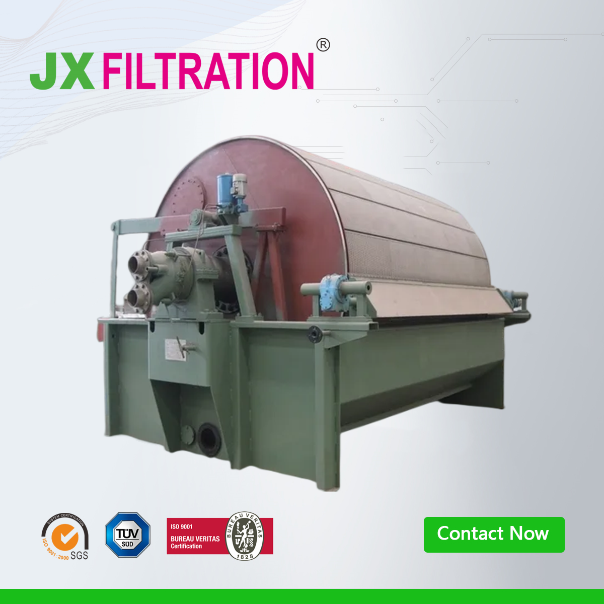 Scraper Discharge Vacuum Drum Filter