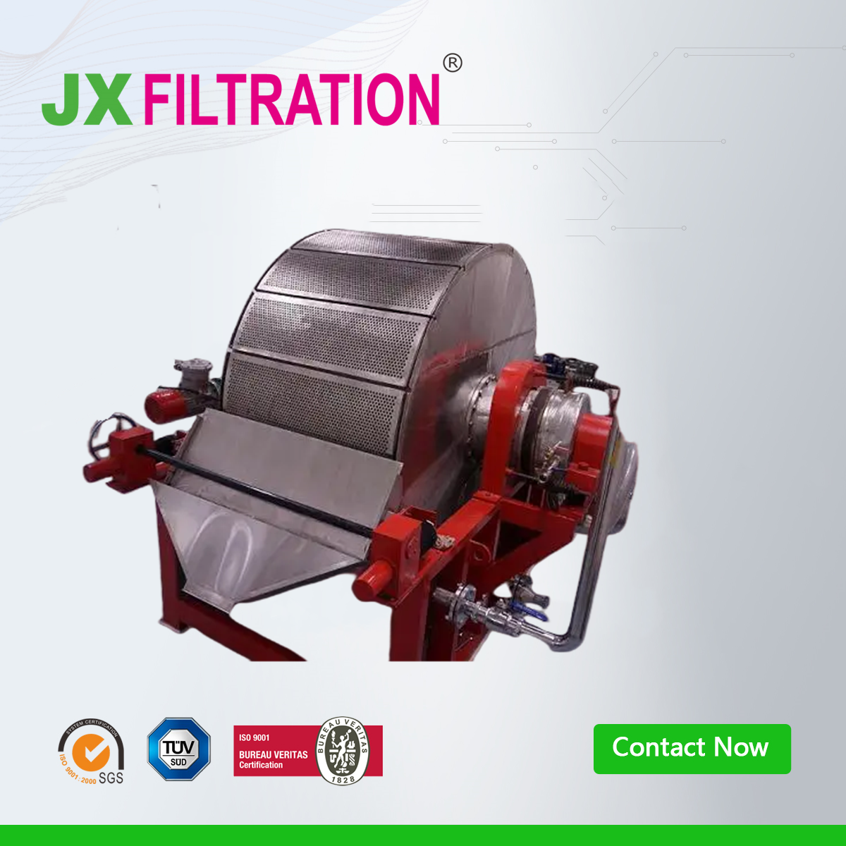 Scraper Discharge Vacuum Drum Filter