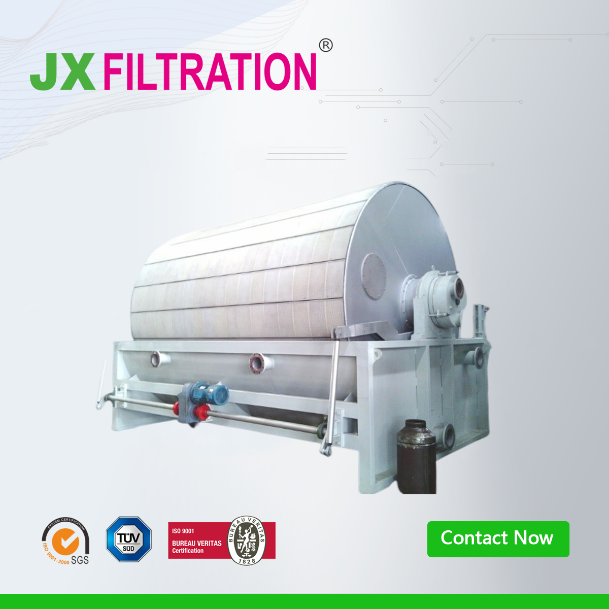 Scraper Discharge Vacuum Drum Filter